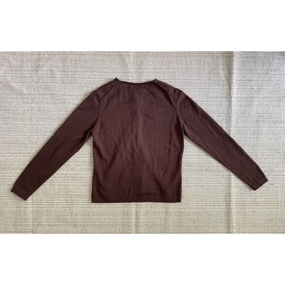 Lord & Taylor Womens Petite Cardigan PM Brown 100% Italian Merino Wool - Picture 2 of 5